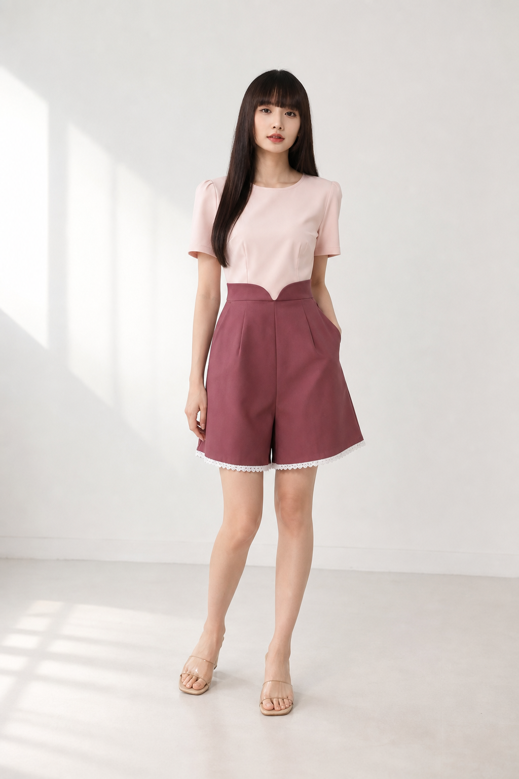 Two Tone V Shape Jumpsuit 16250