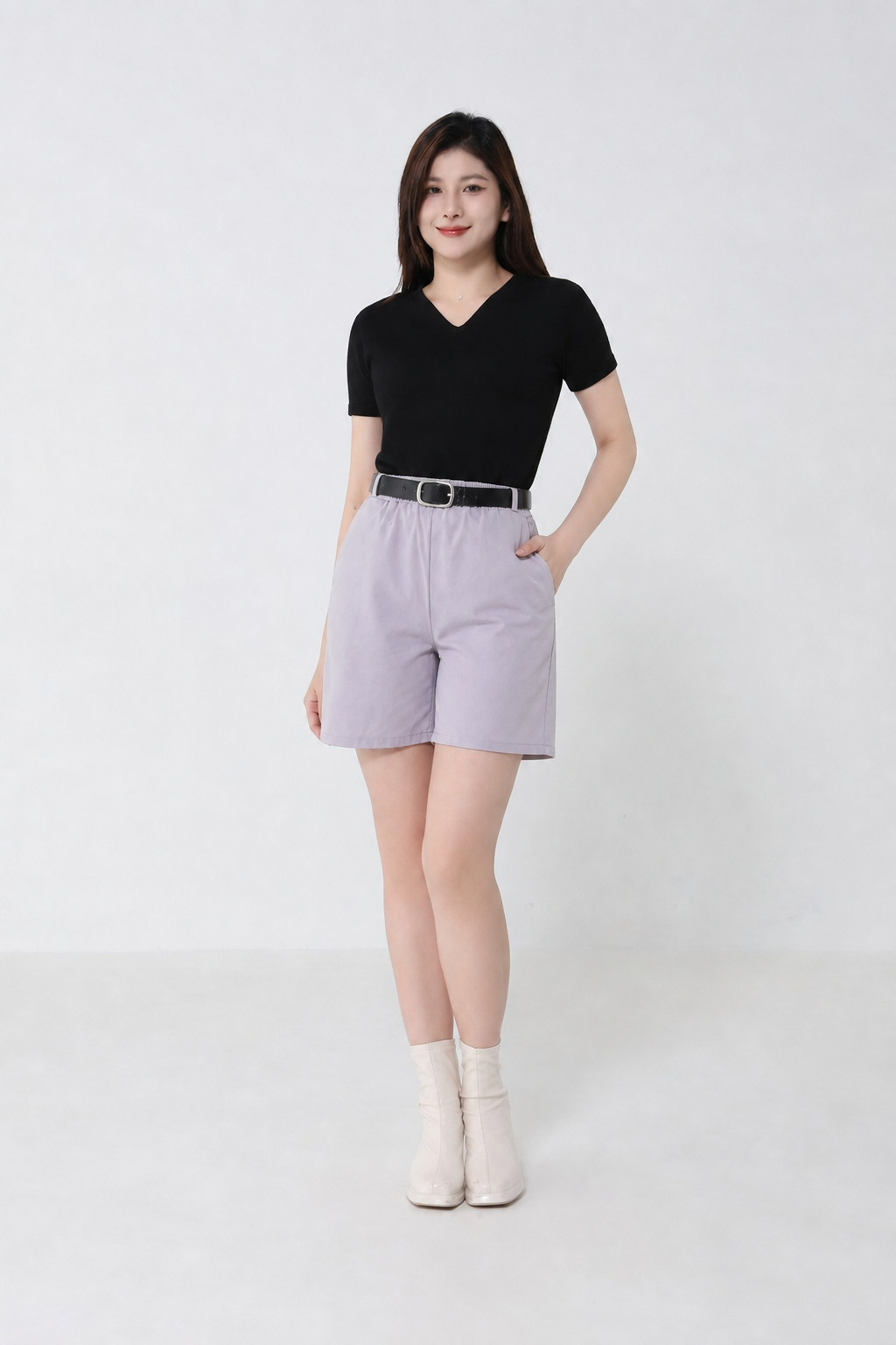 High Waist Side Pocket With Belt Short Pants 