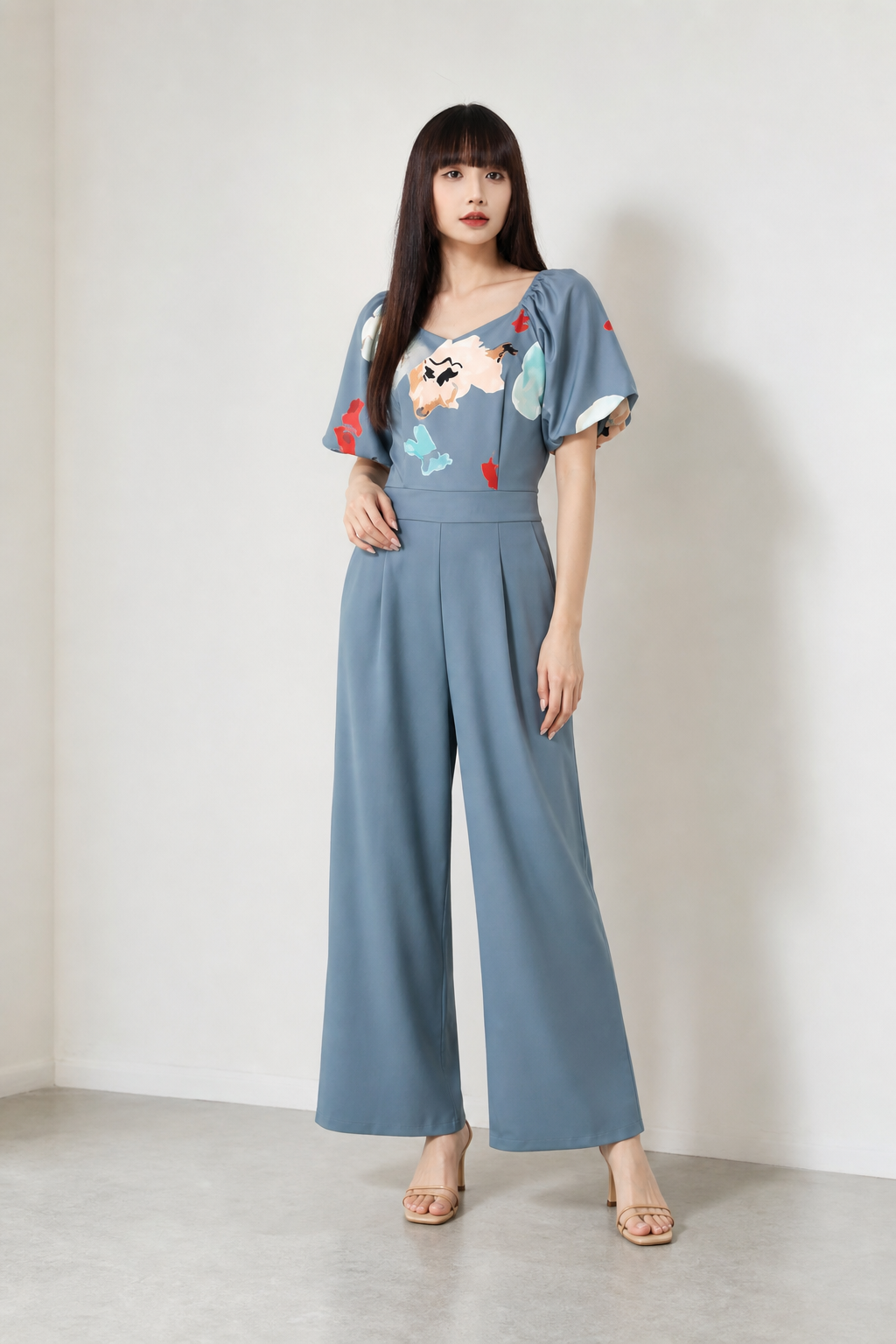 Puff Sleeve Sweetheart Neckline Jumpsuit 16252