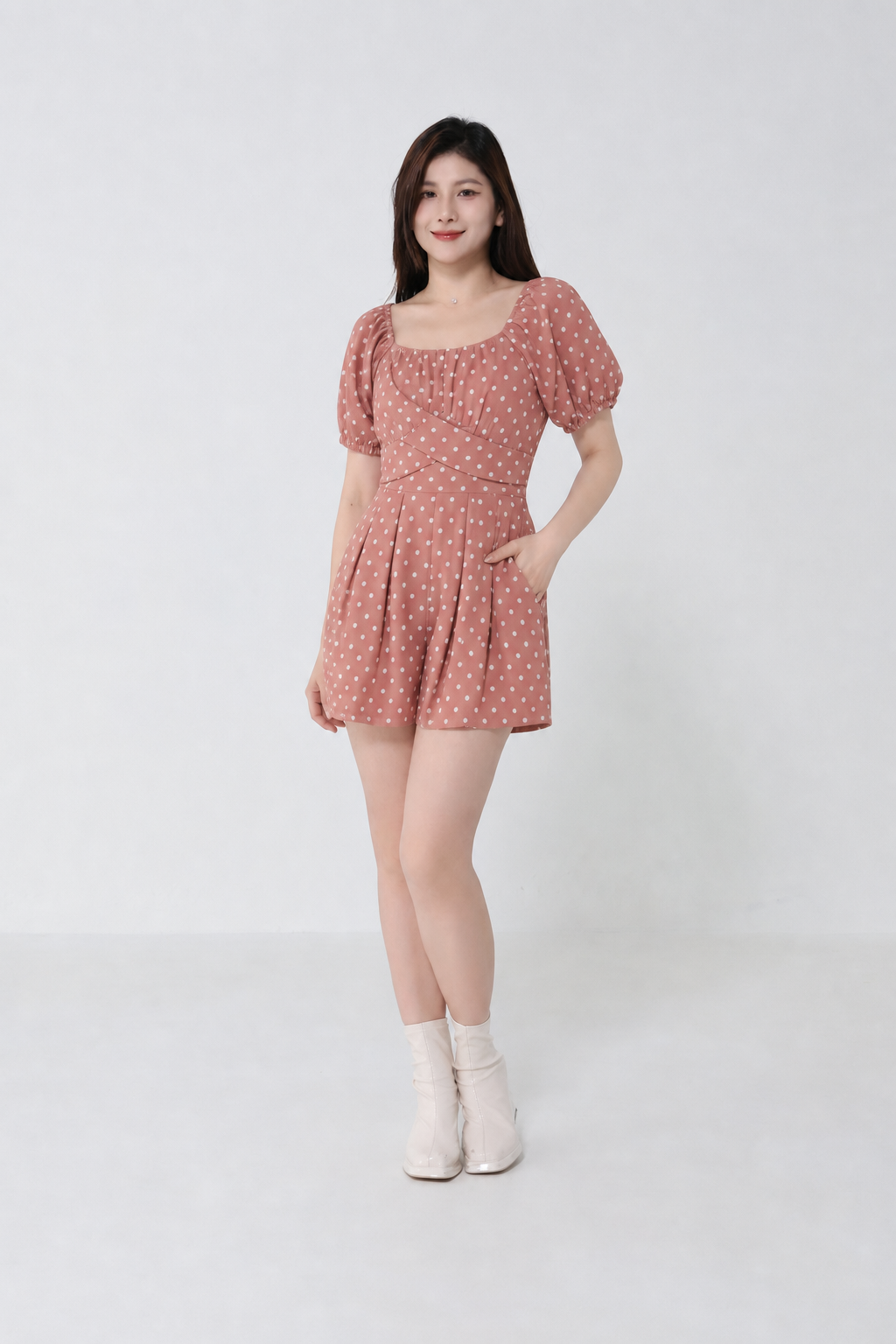 Square Neck Polka Dot Jumpsuit 20713