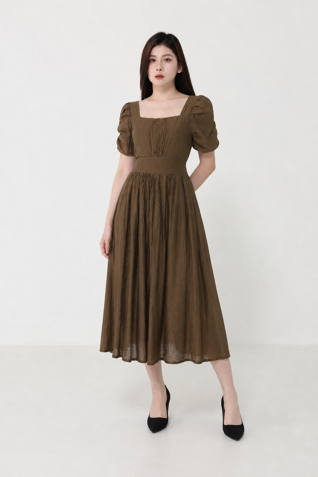 Short Sleeve Pleaetd Dress 34724