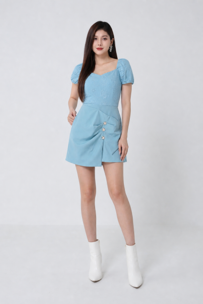 Eyelet Puff Sleeve Jumpsuit 