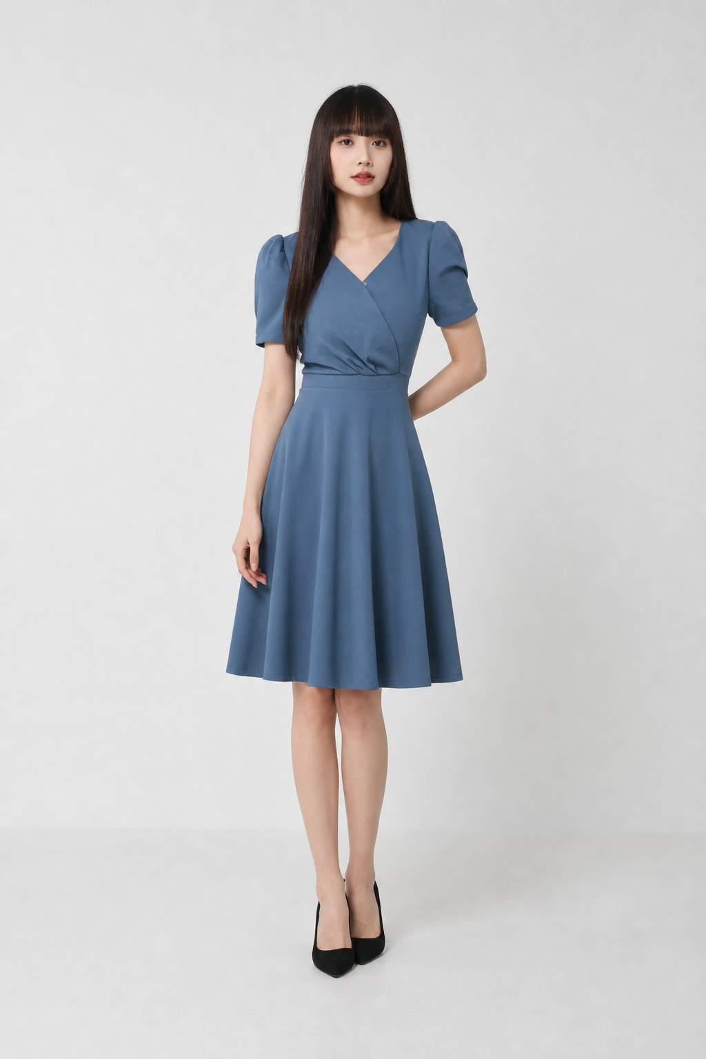 Formal Wrap V Neck Dress 18382