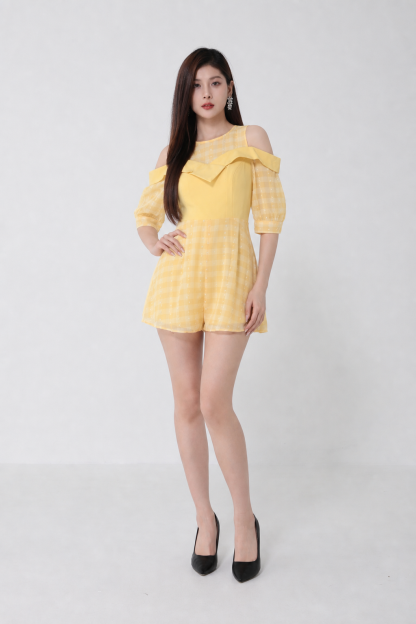 Checker Shoulder Hole Jumpsuit 