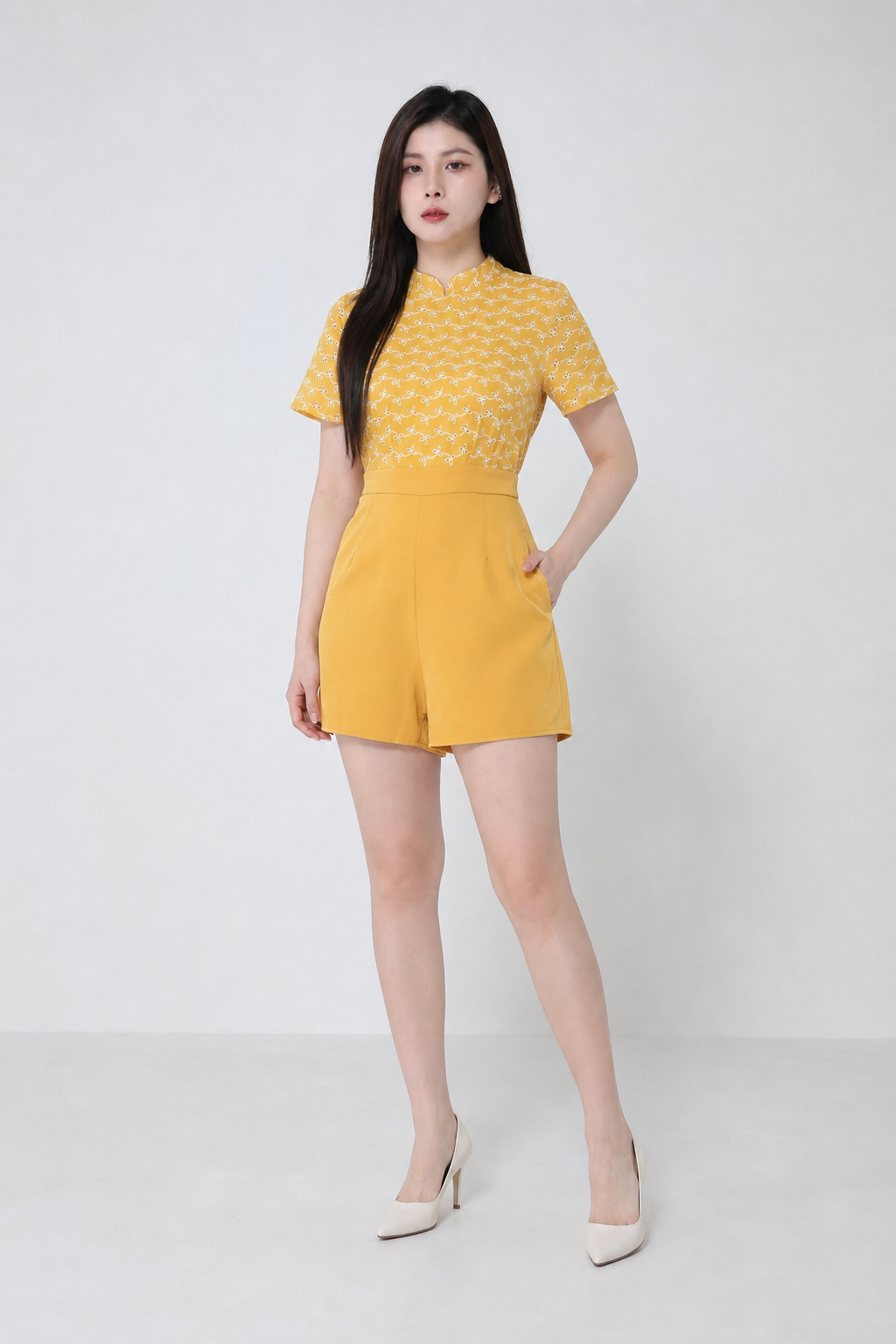 Eyelet Pattern Jumpsuit With Belt 18916