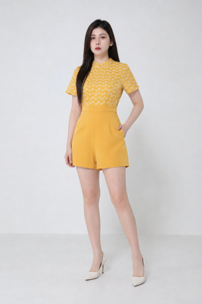 Eyelet Pattern Jumpsuit With Belt 18916