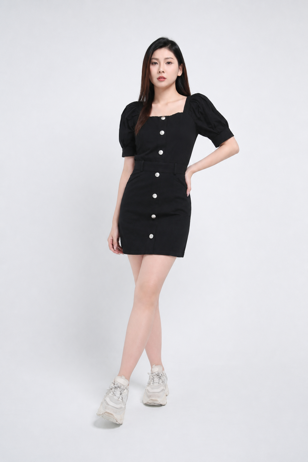 Square Neck Puff Sleeve Set 