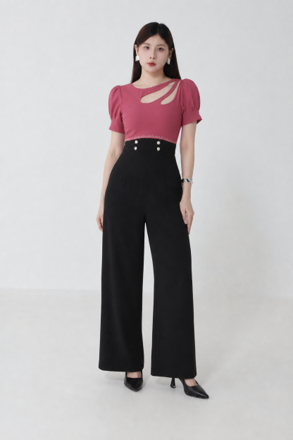 Two Tone With Hole Jumpsuit 