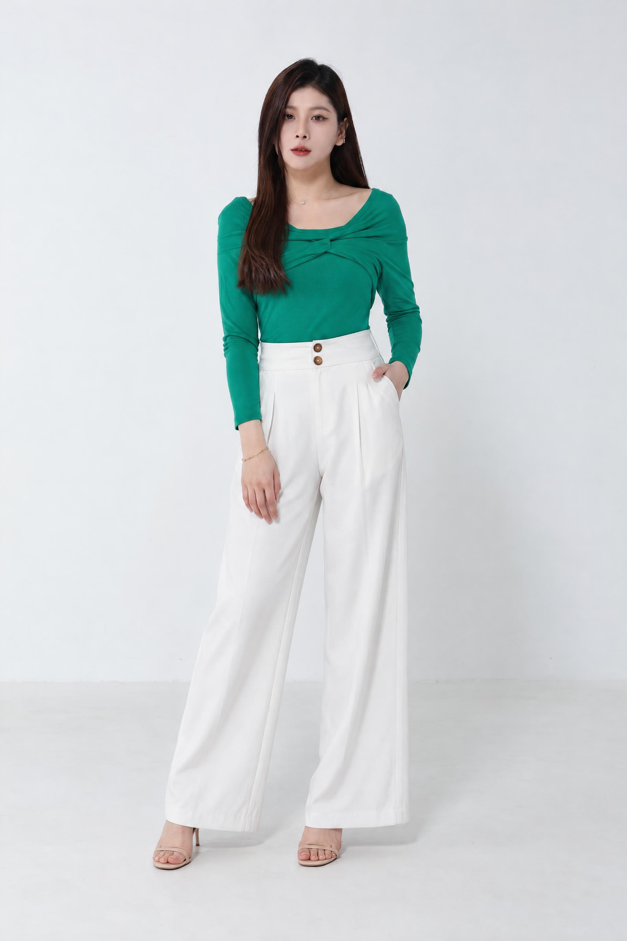 V Neck Twist Long Sleeve Top