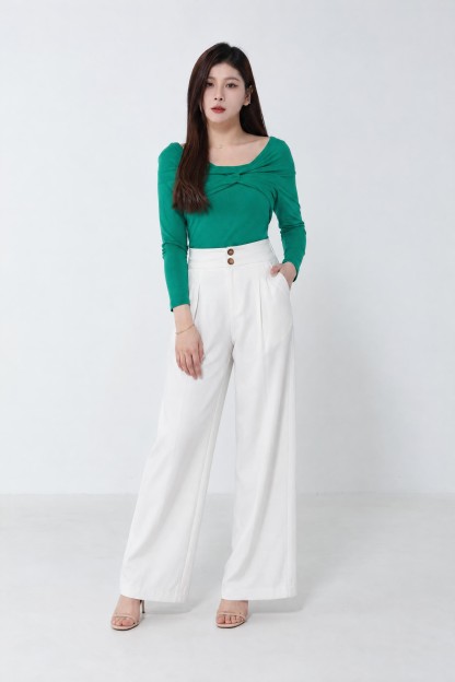 V Neck Twist Long Sleeve Top