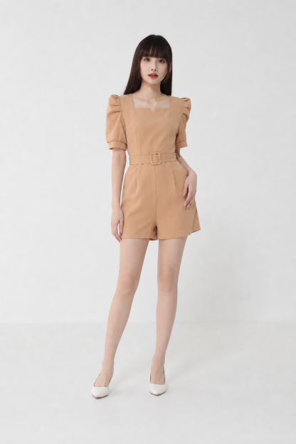 Sweetheart Neckline With Belt Jumpsuit 