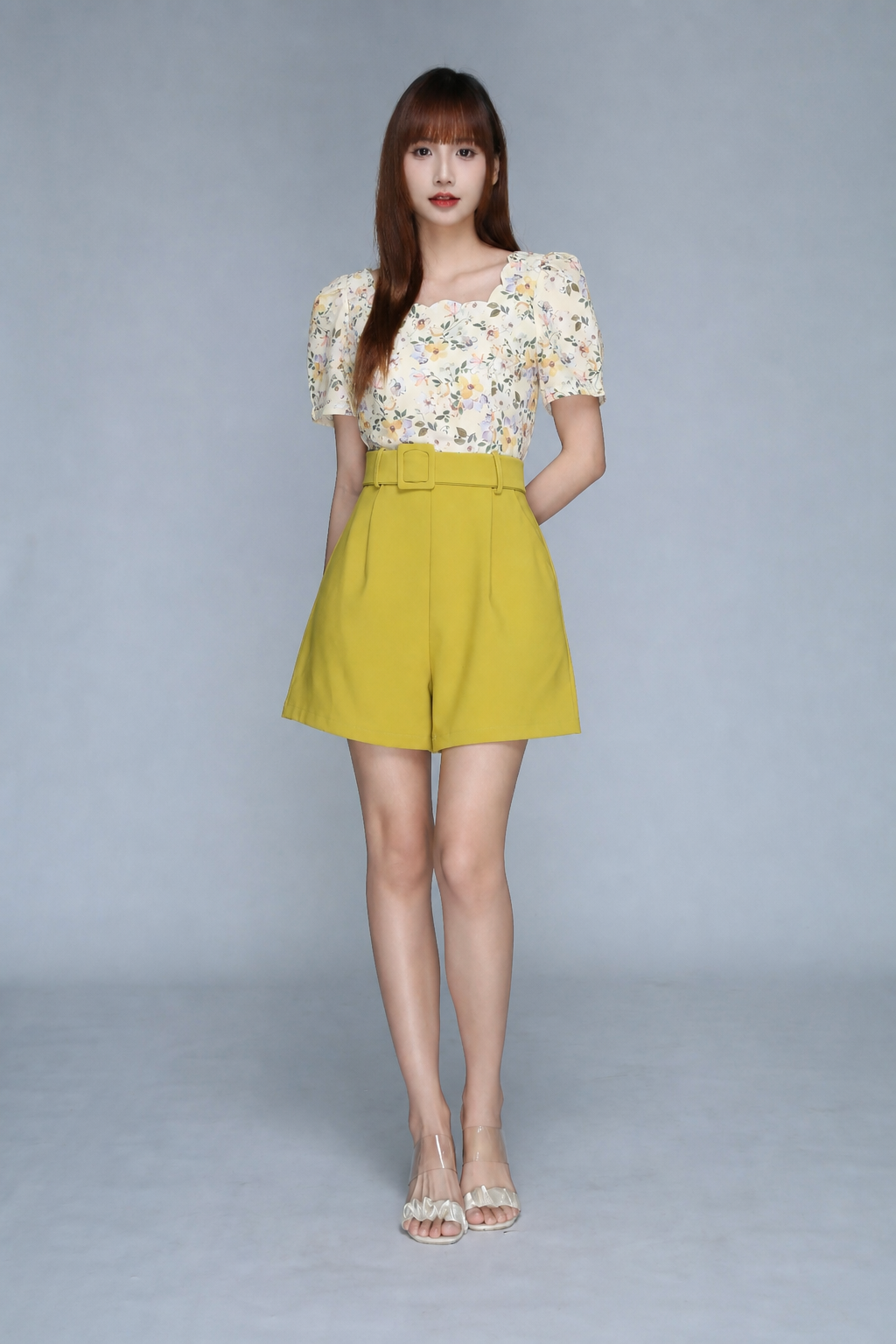 Short Sleeve With Attached Belt Dress 