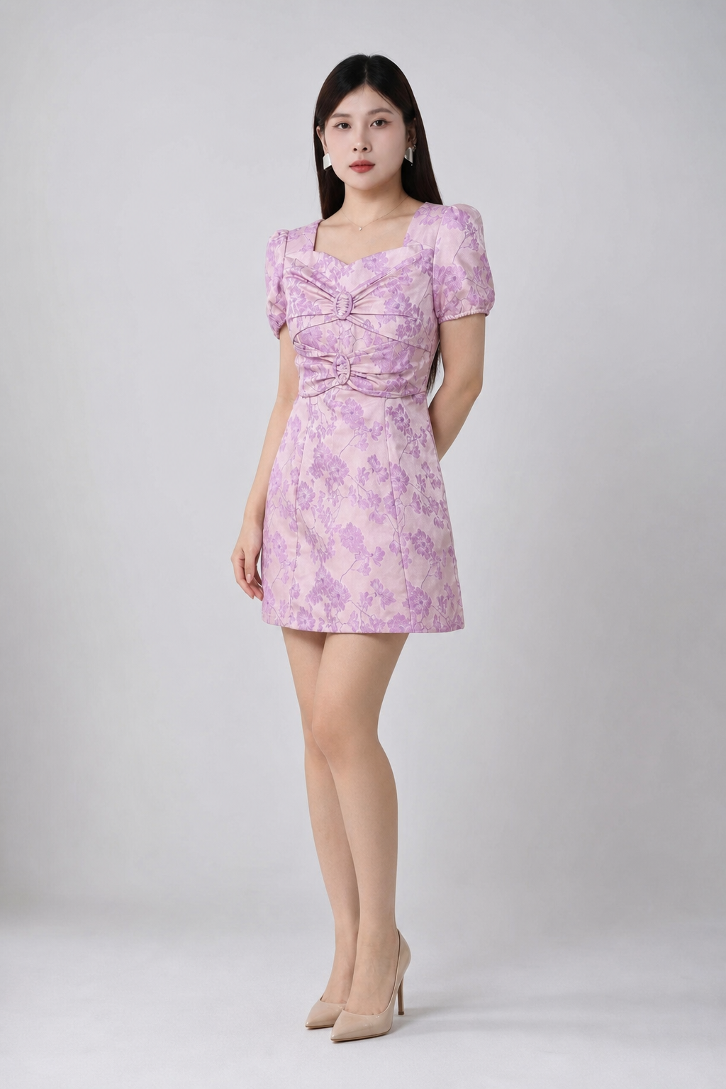 Front Ribbon Pattern Dress 19173