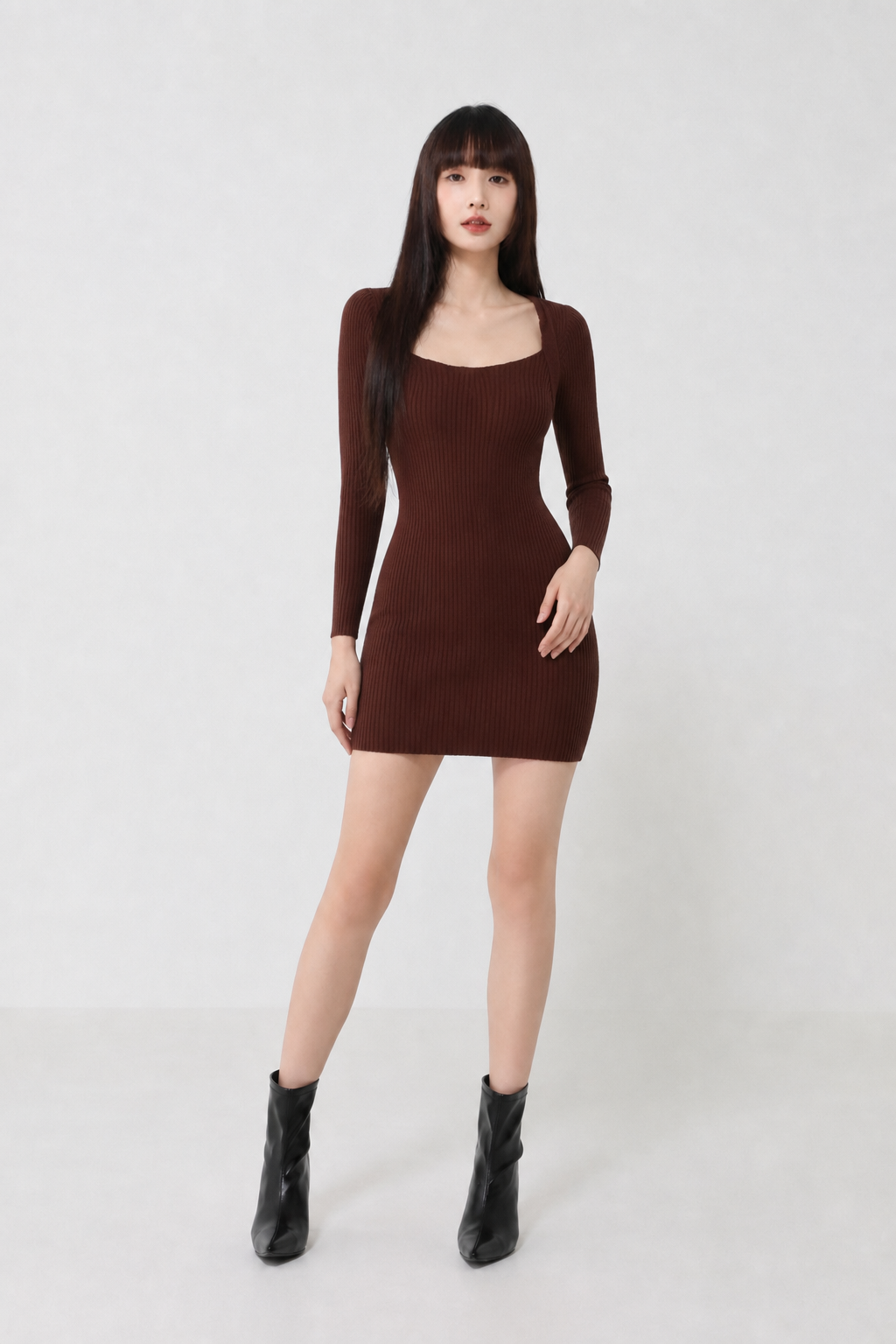 Fake Two Piece Long Sleeve Dress