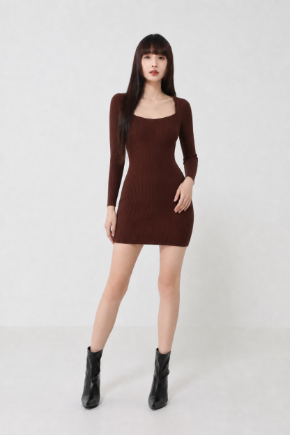 Fake Two Piece Long Sleeve Dress 