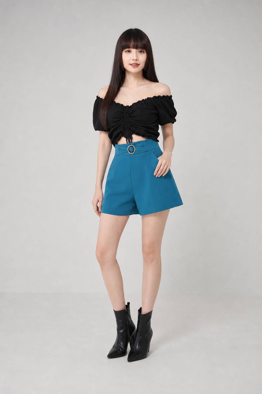 Off Shoulder Drawstring Top 16131