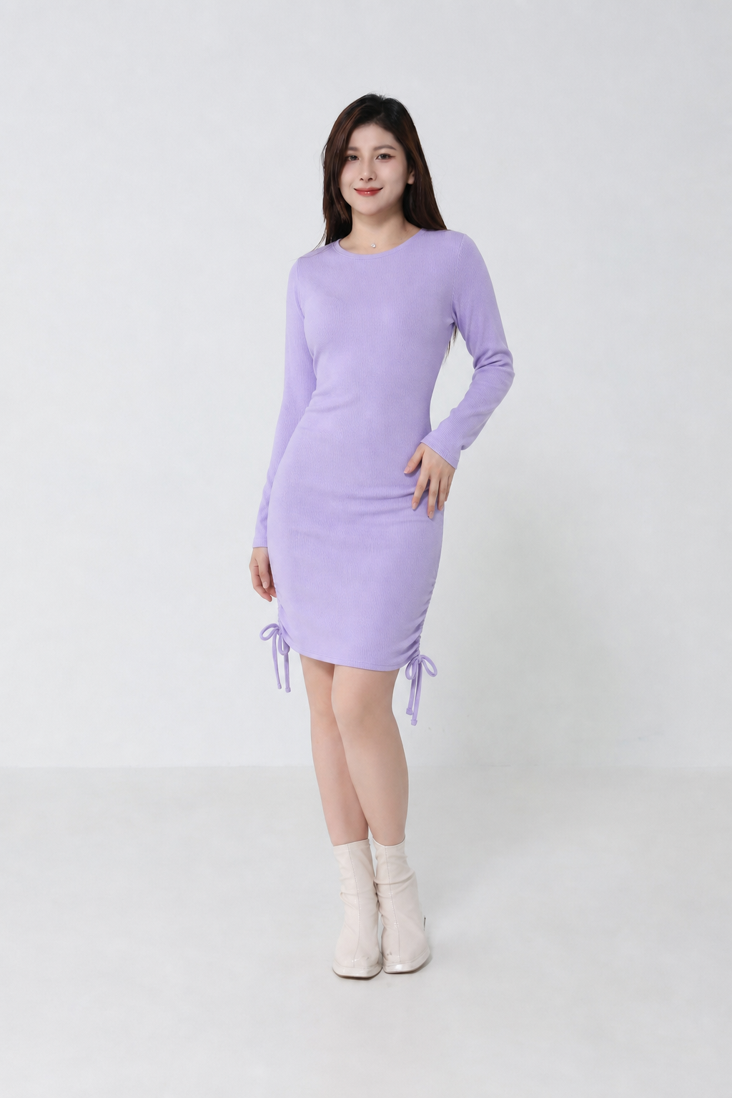 Knitted Side Drawstring Dress 