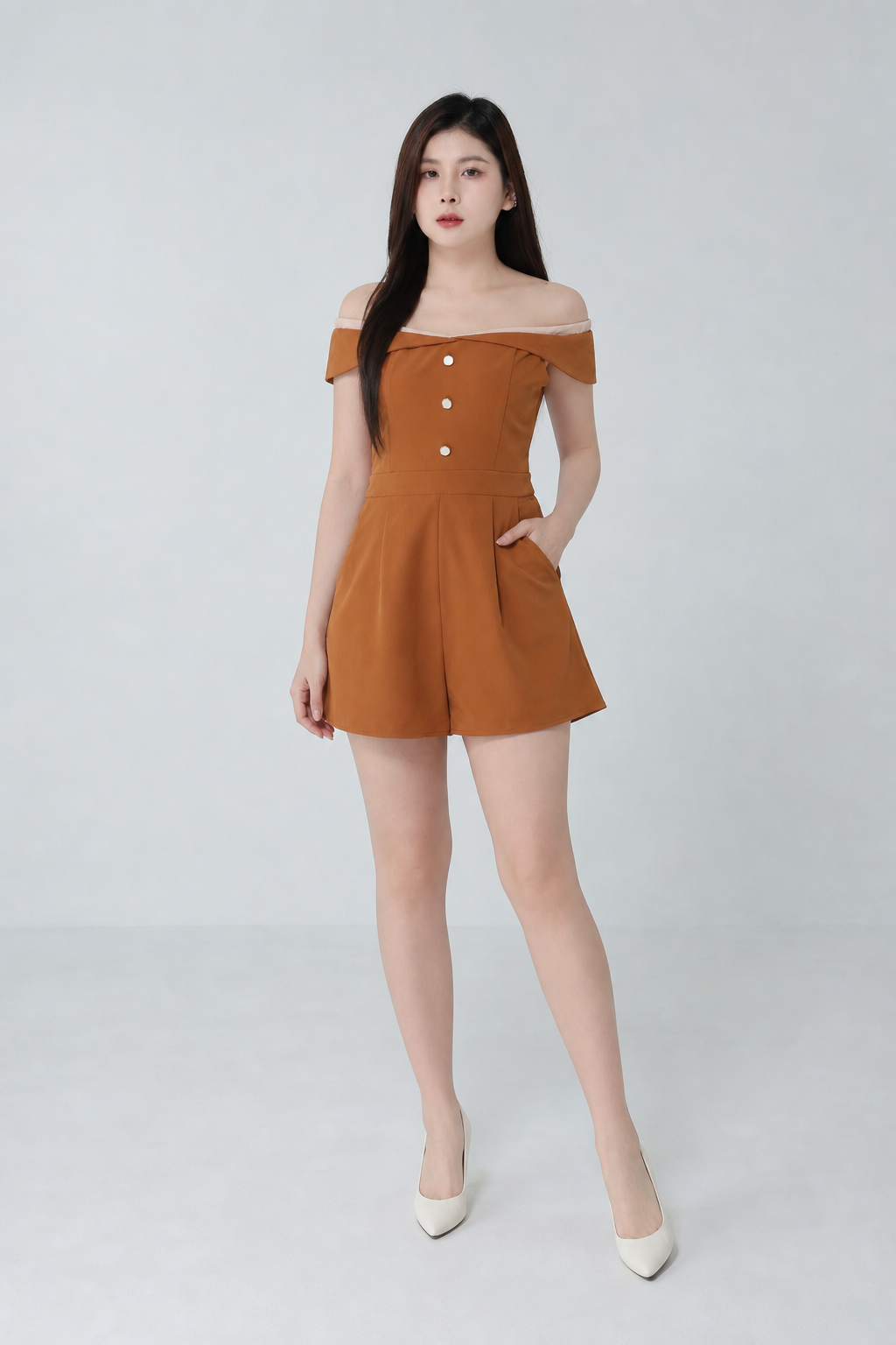 Off Shoulder Breasted Jumpsuits 18841
