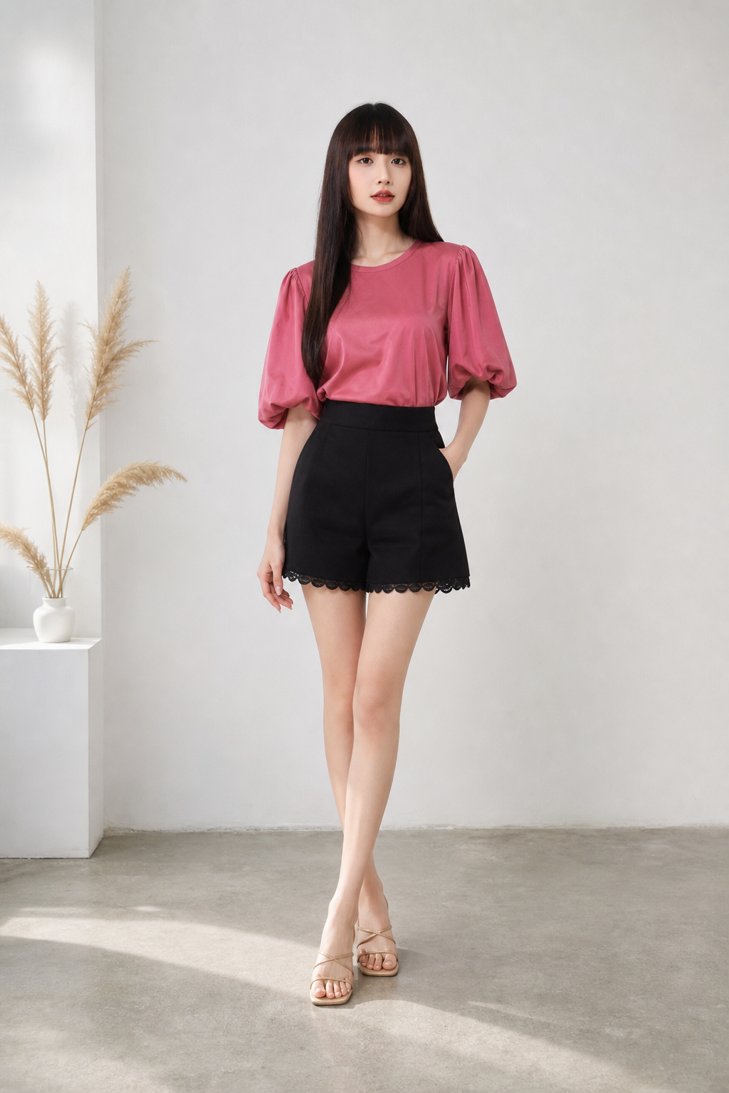 Puff Sleeve Basic Top 16936