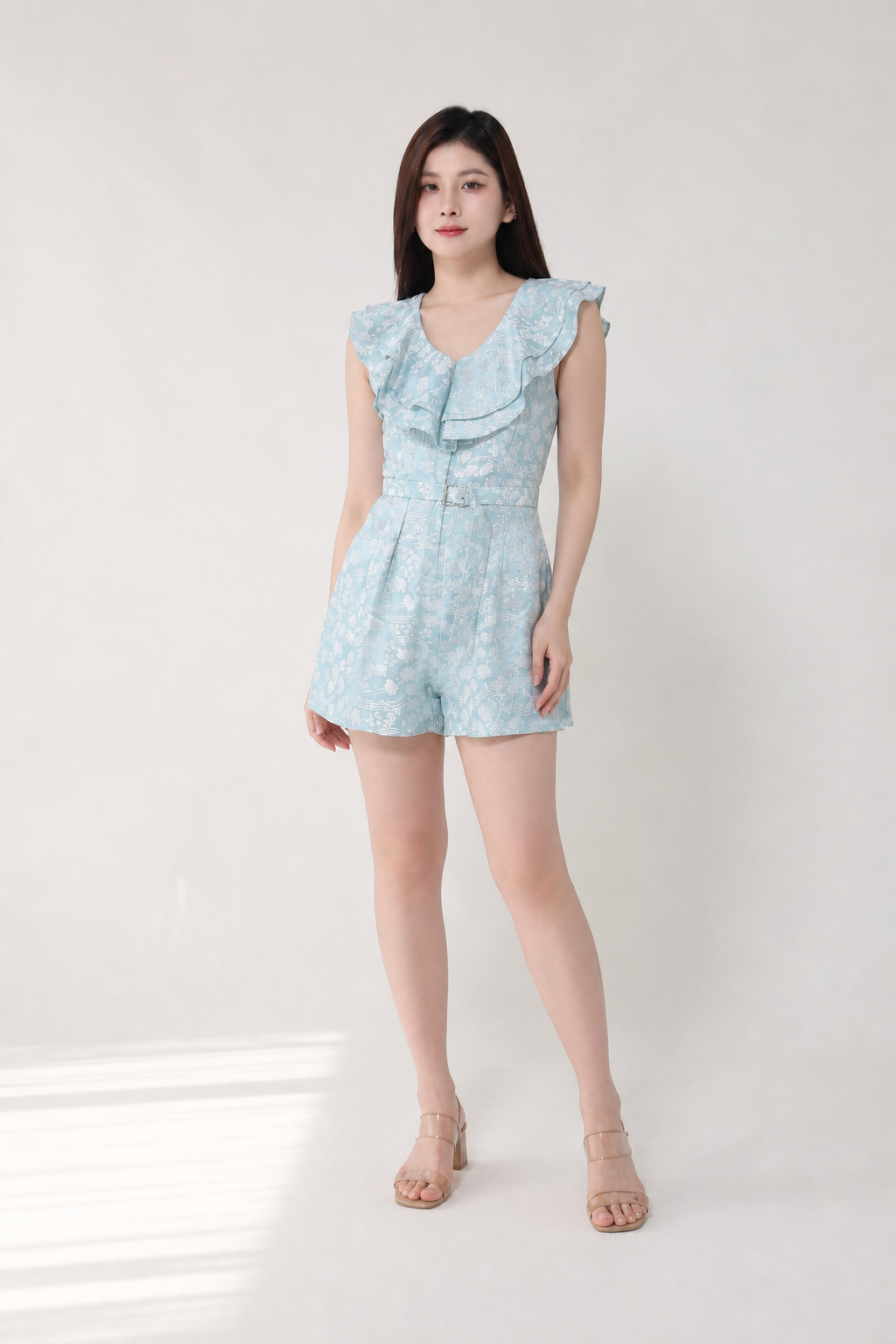 Floral Sleeveless Jumpsuit With Belt 18475