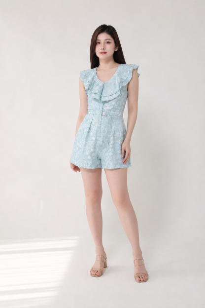 Floral Sleeveless Jumpsuit With Belt 18475
