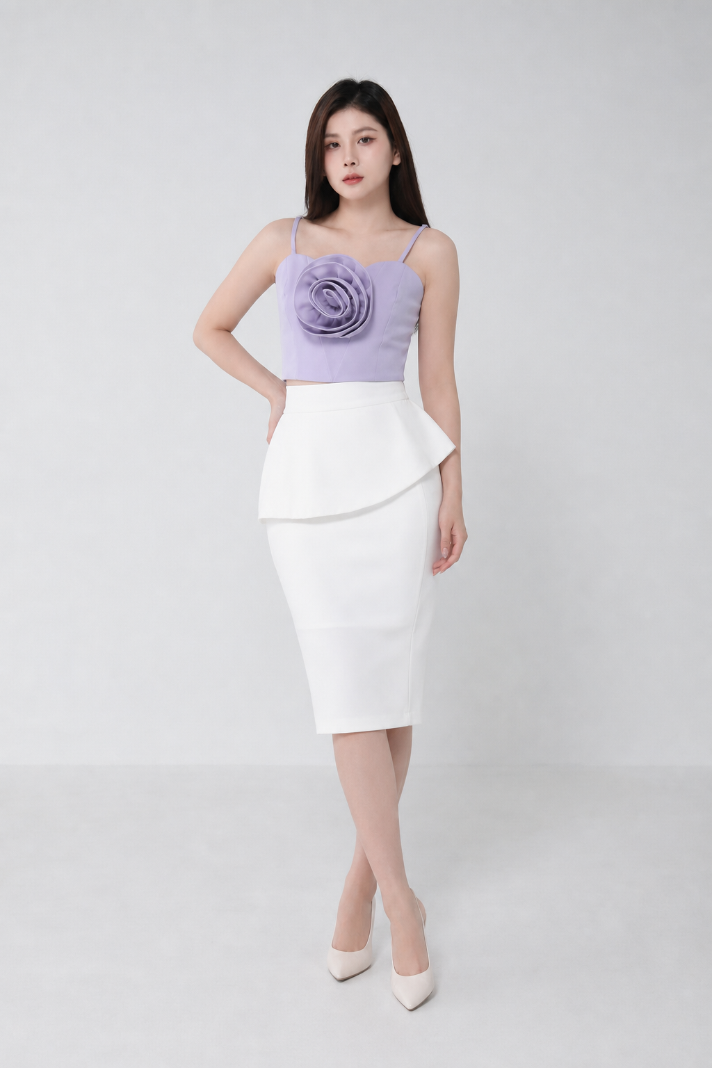 Sleeveless Front Decoretive Flower Top 34560