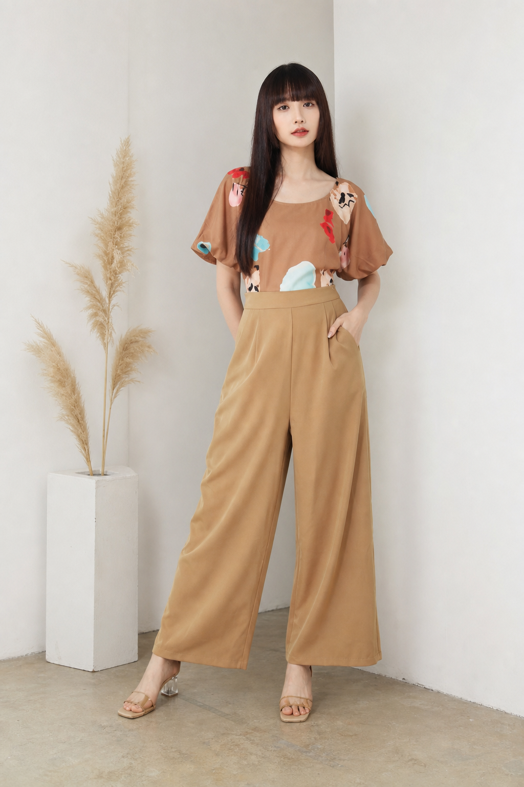 Puff Sleeve Sweetheart Neckline Jumpsuit 16252