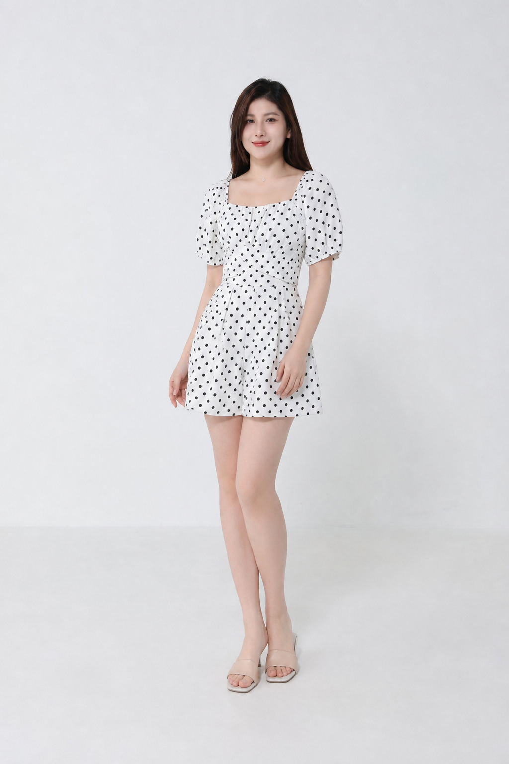 Square Neck Polka Dot Jumpsuit 20713