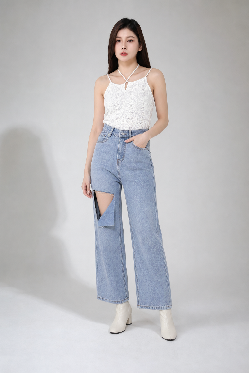 Eyelet Front Hole With Strap Top 19795