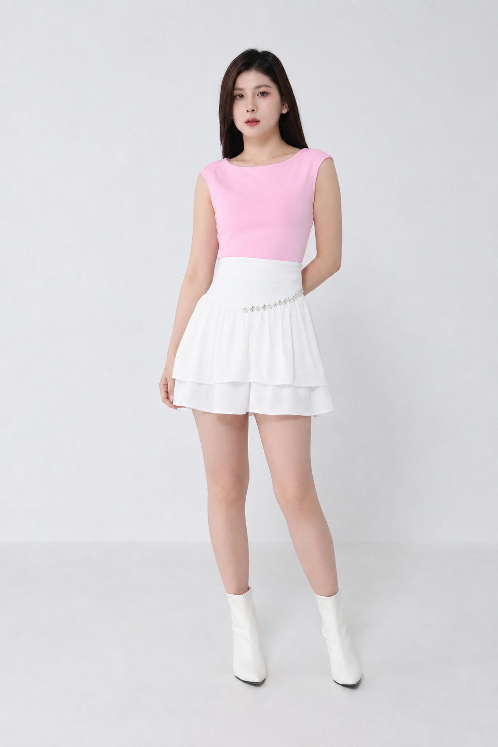 High Waist Decorative Diamond Skirt Pants 34664