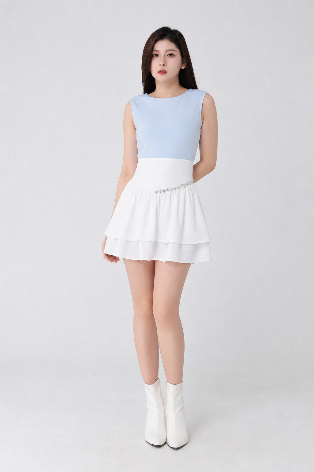 Boat Neckline Sleeveless Top 34669