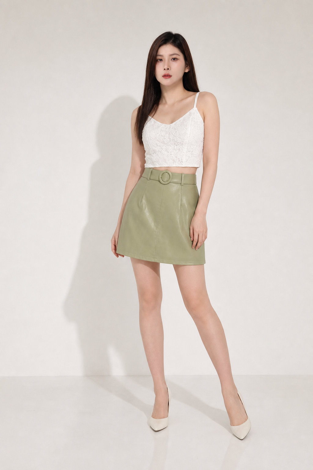 Leather Skirt With Belt 19836