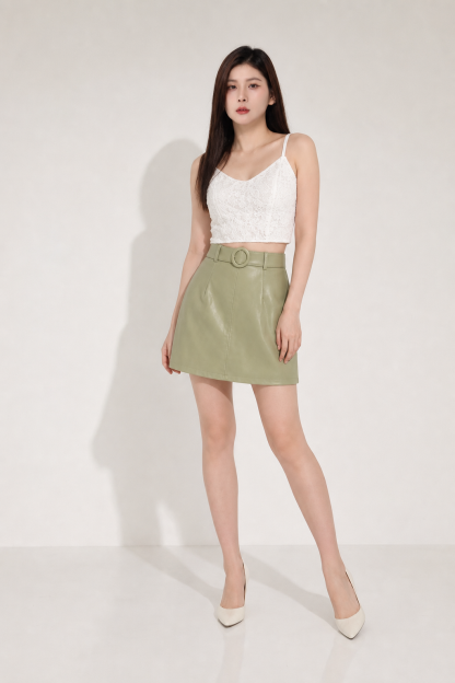 Leather Skirt With Belt 19836