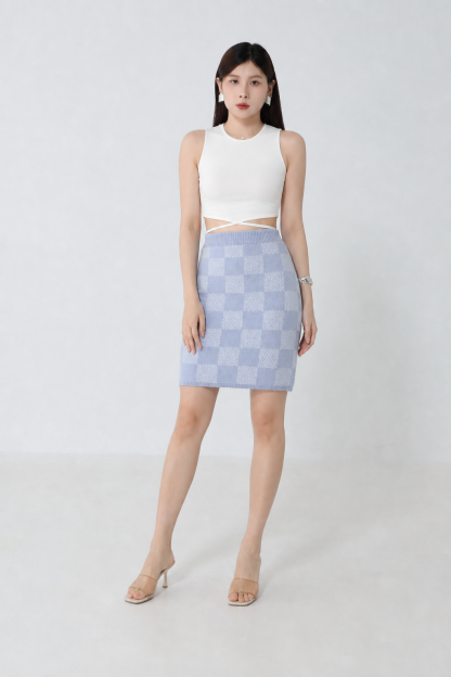 Knitted Checker Skirt 