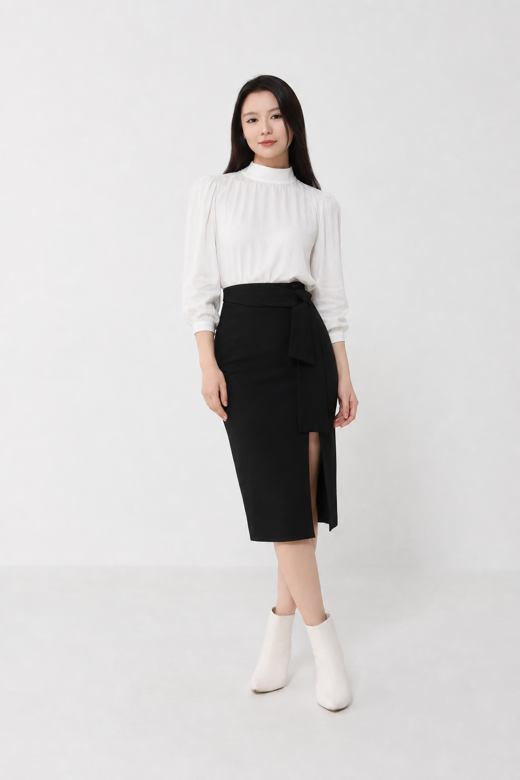 Side Strap Tie Up Long Skirt 20452