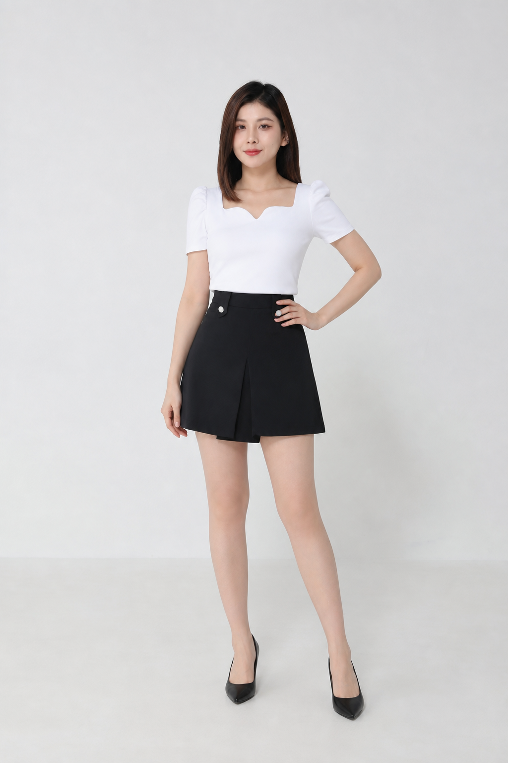 High Waist Back Zip Skirt Pants 34623