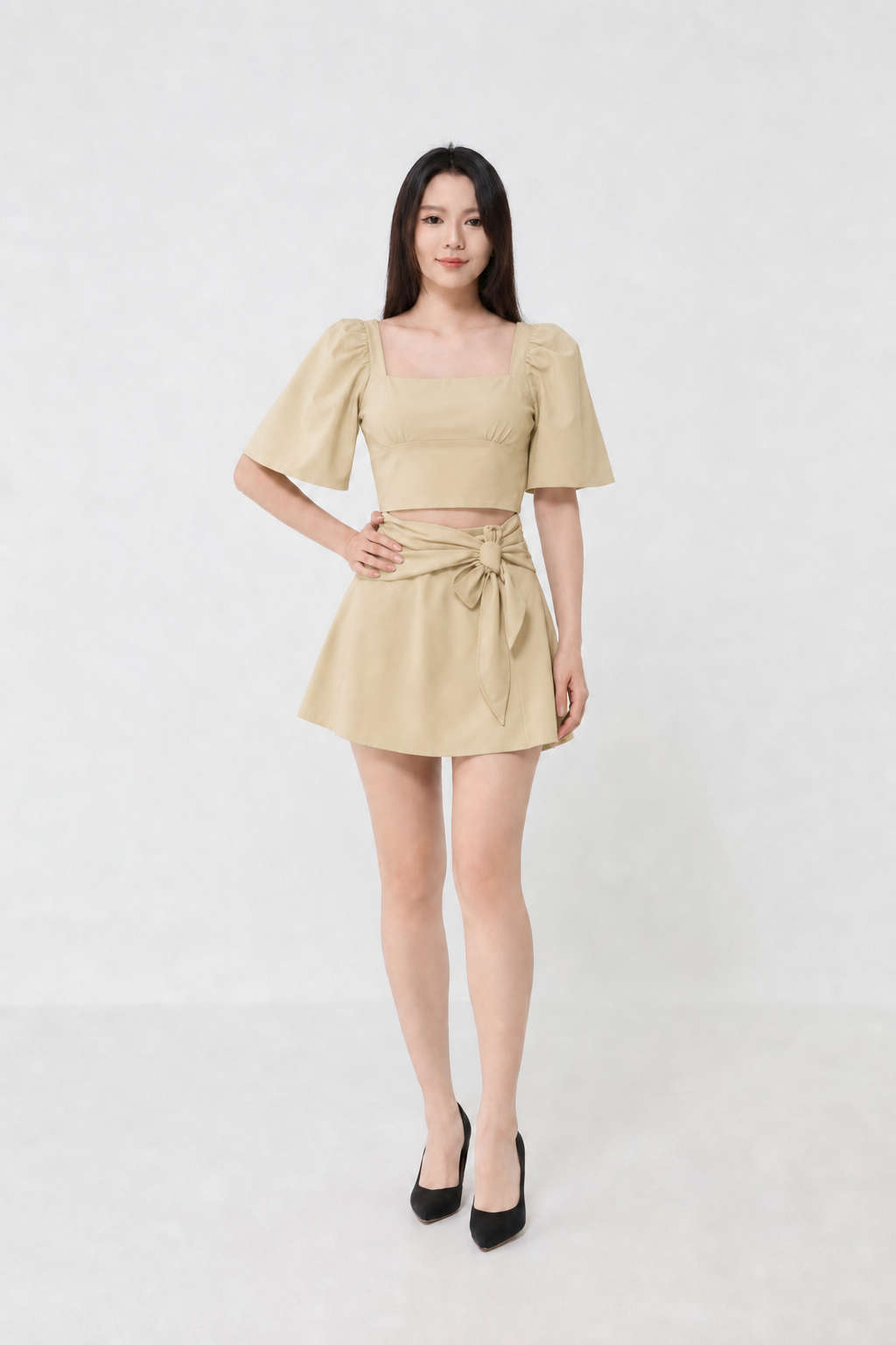 Off Shoulder Polyester Set