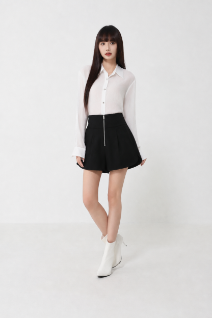 High Waist With Front Zip Short Pant 