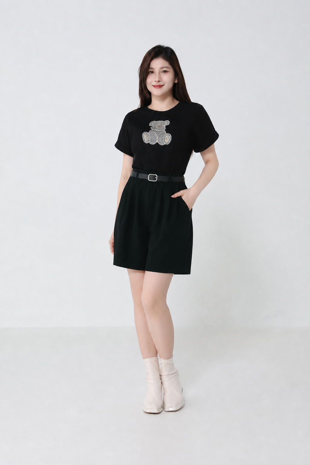 High Waist Side Pocket With Belt Short Pants