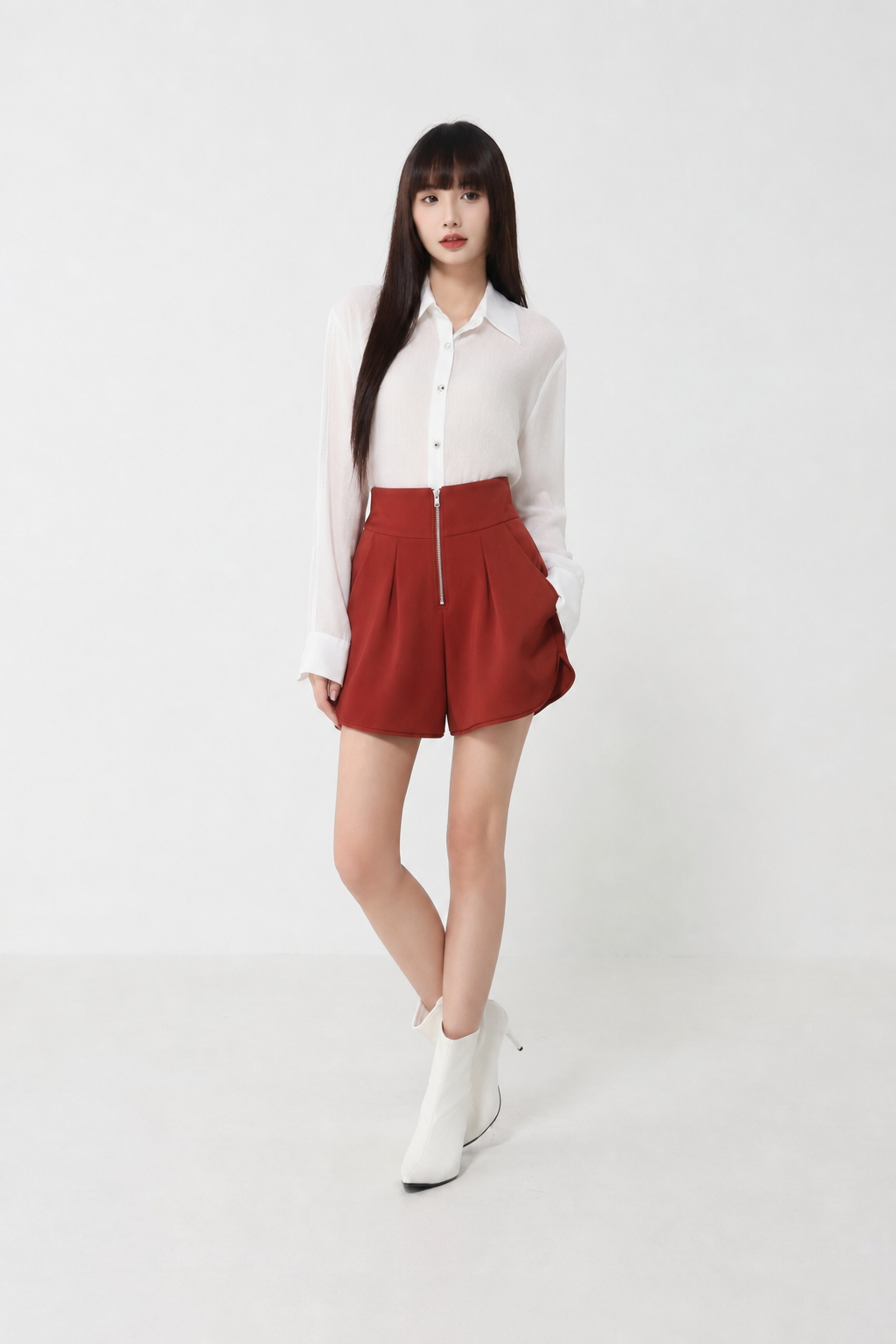 High Waist With Front Zip Short Pant 