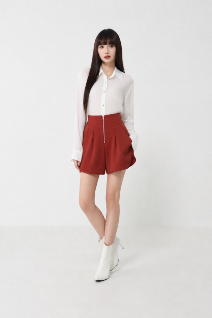 High Waist With Front Zip Short Pant 