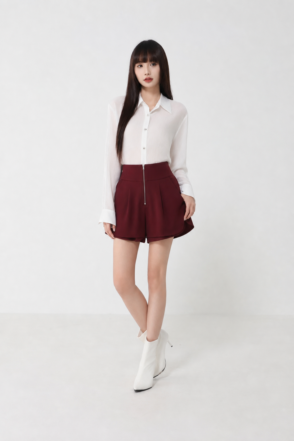 High Waist With Front Zip Short Pant 
