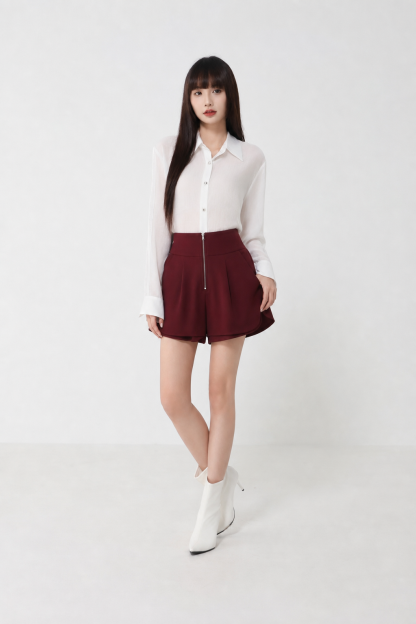 High Waist With Front Zip Short Pant 