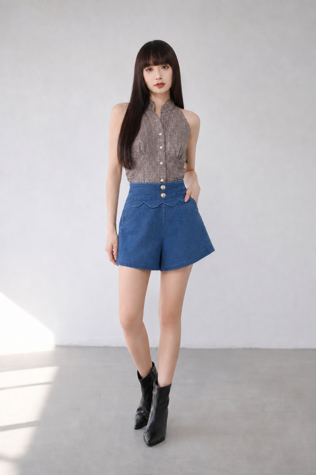 Denim High Waist With Short Pants 