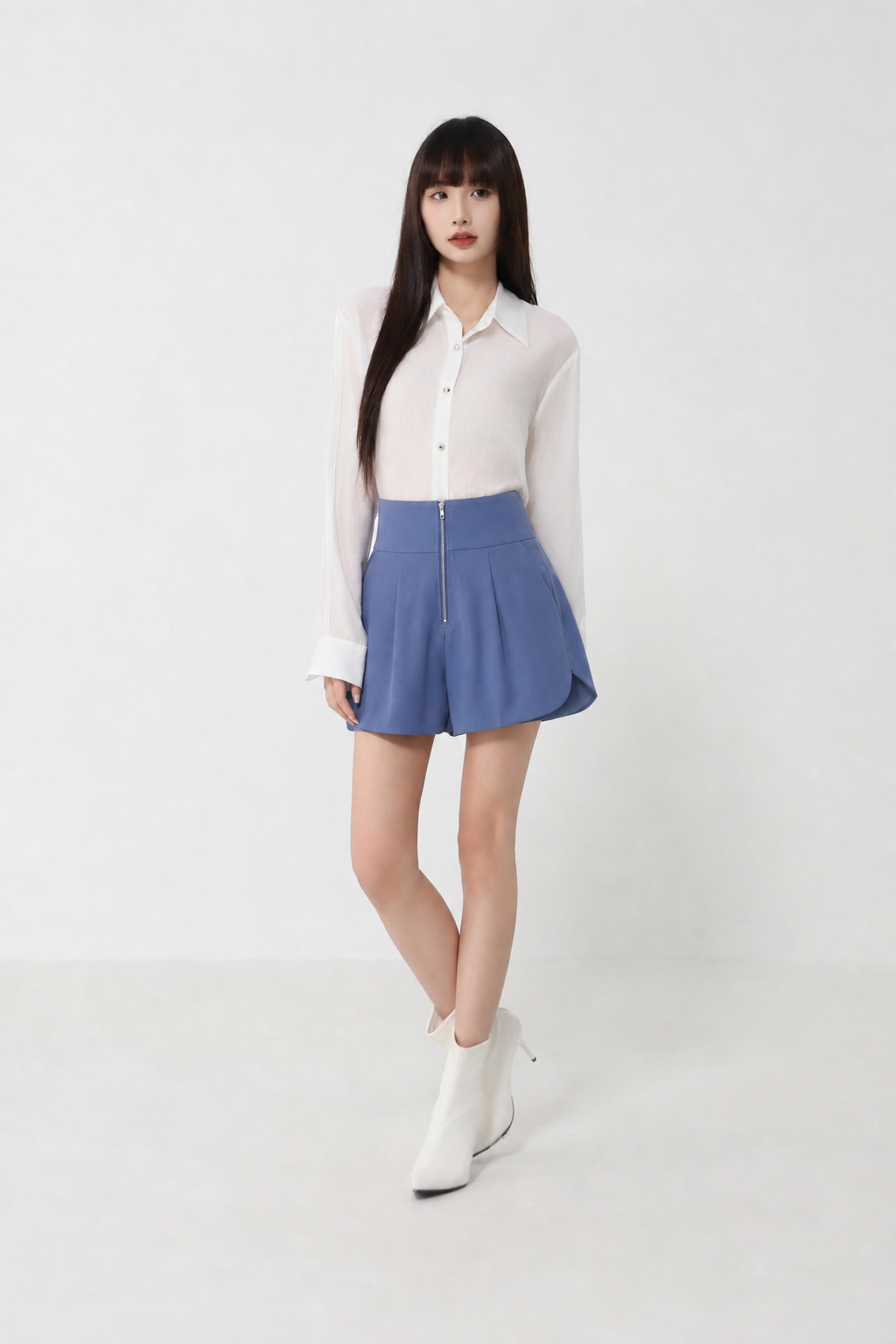High Waist With Front Zip Short Pant