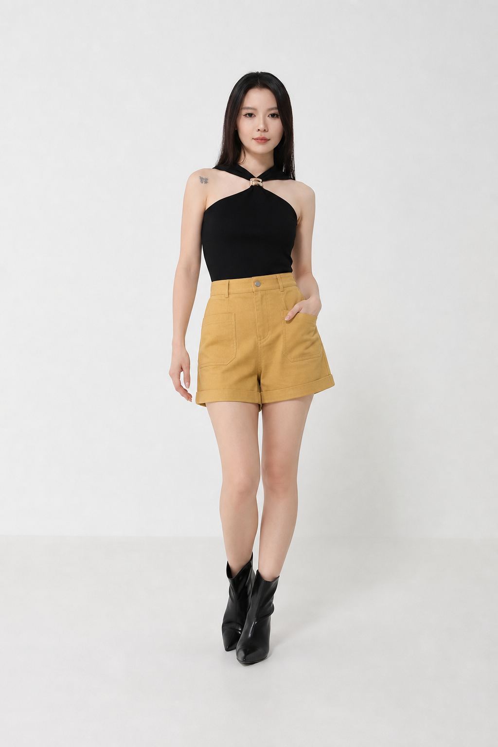 High Waist Front Pocket Short Pants 