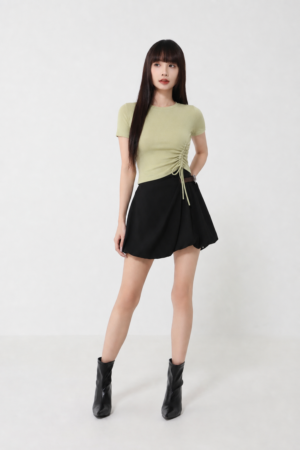 Short Sleeve Adjustable Waist Top 