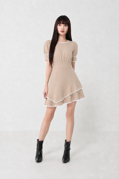 A Line Puff Sleeve Layer Jumpsuit 