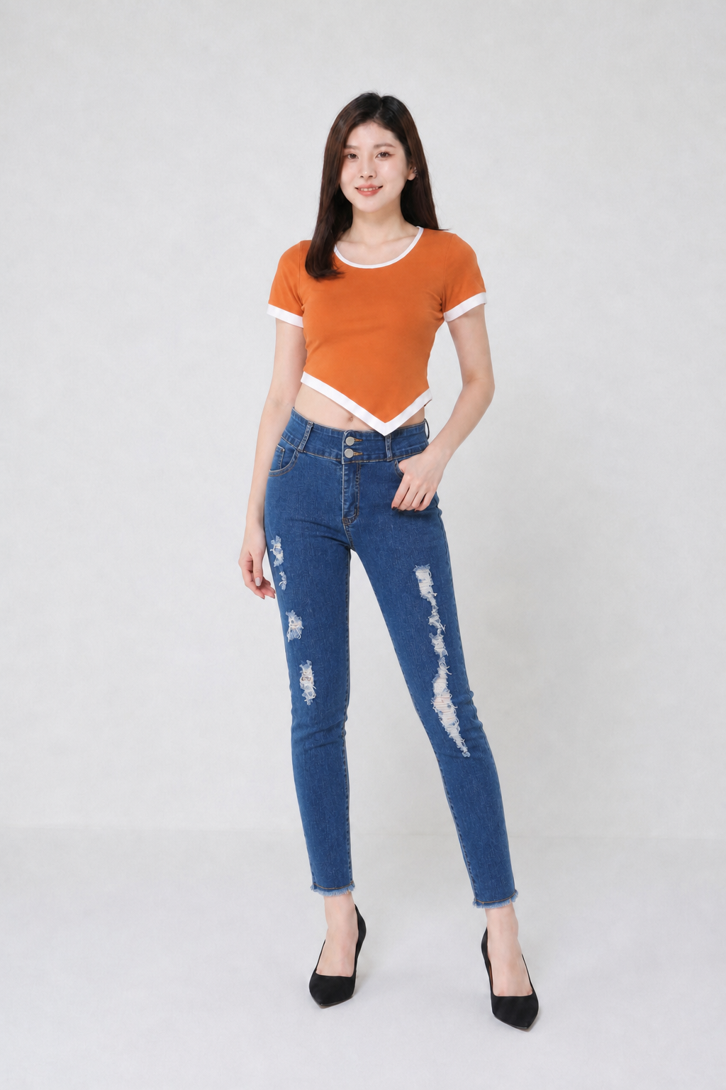 Denim Ripped Long Pants 