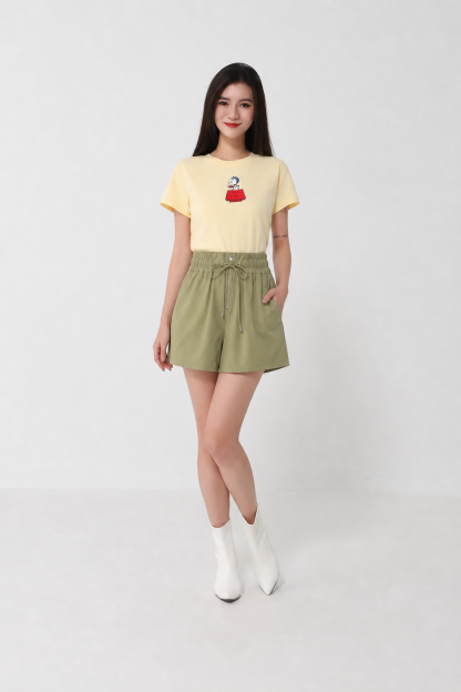 High Elastic Waist Front Zip Midi Pant 39992